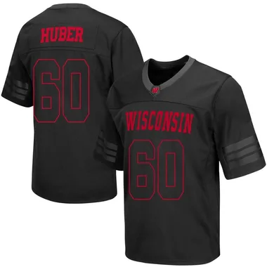 Men's Game Joe Huber Wisconsin Badgers out College Jersey - Black