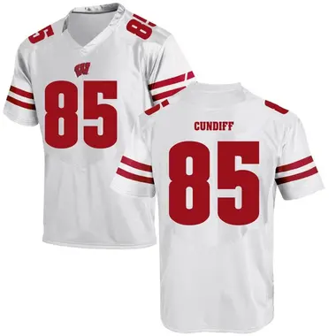 Men's Replica Clay Cundiff Wisconsin Badgers College Jersey - White